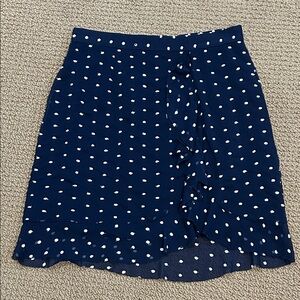 Anthropologie Hutch Ruffled Clip Dot Mini Skirt size 12 Navy Blue White